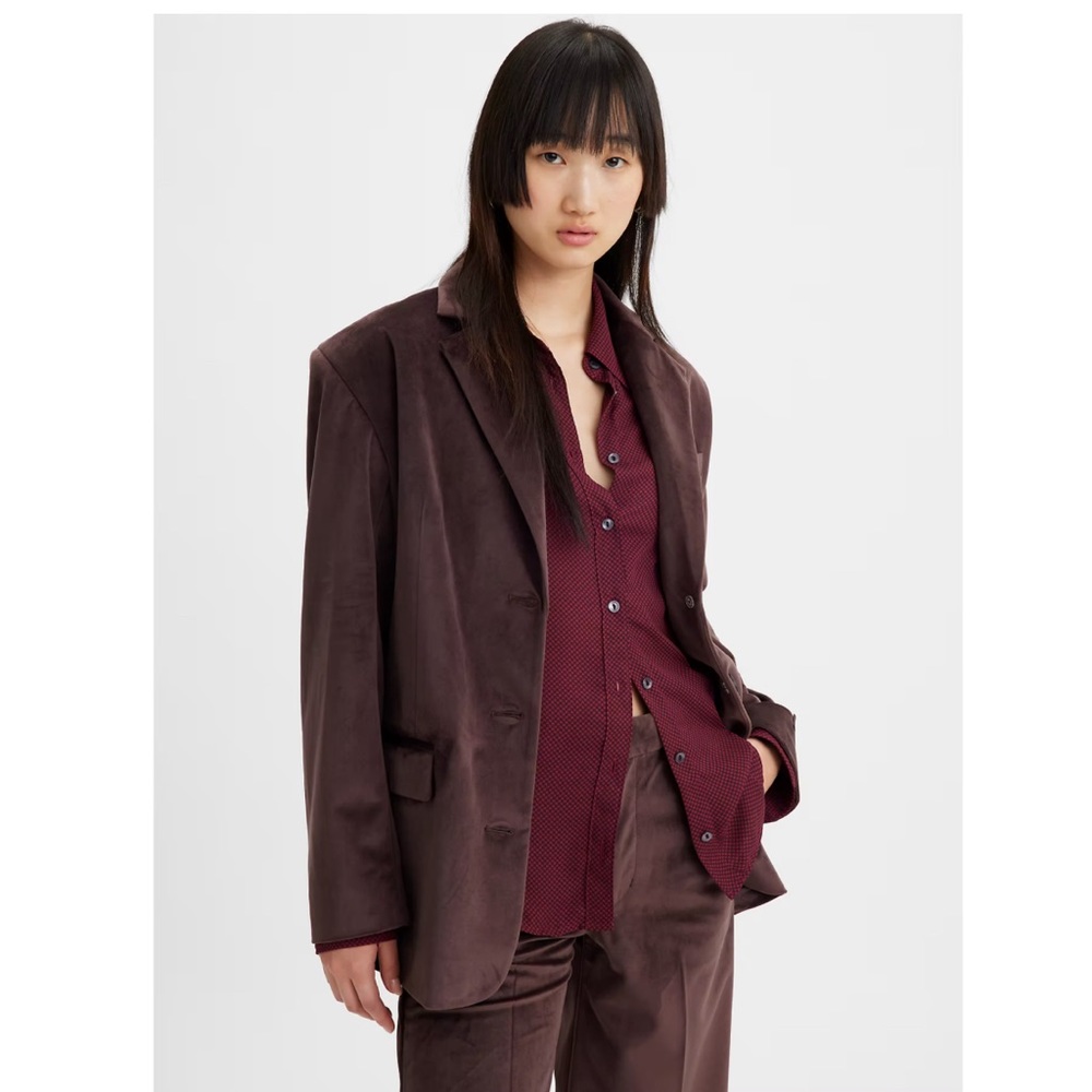 Levi’s Drama Club Velvet Blazer M Chocolate Plum Oversized NWT
